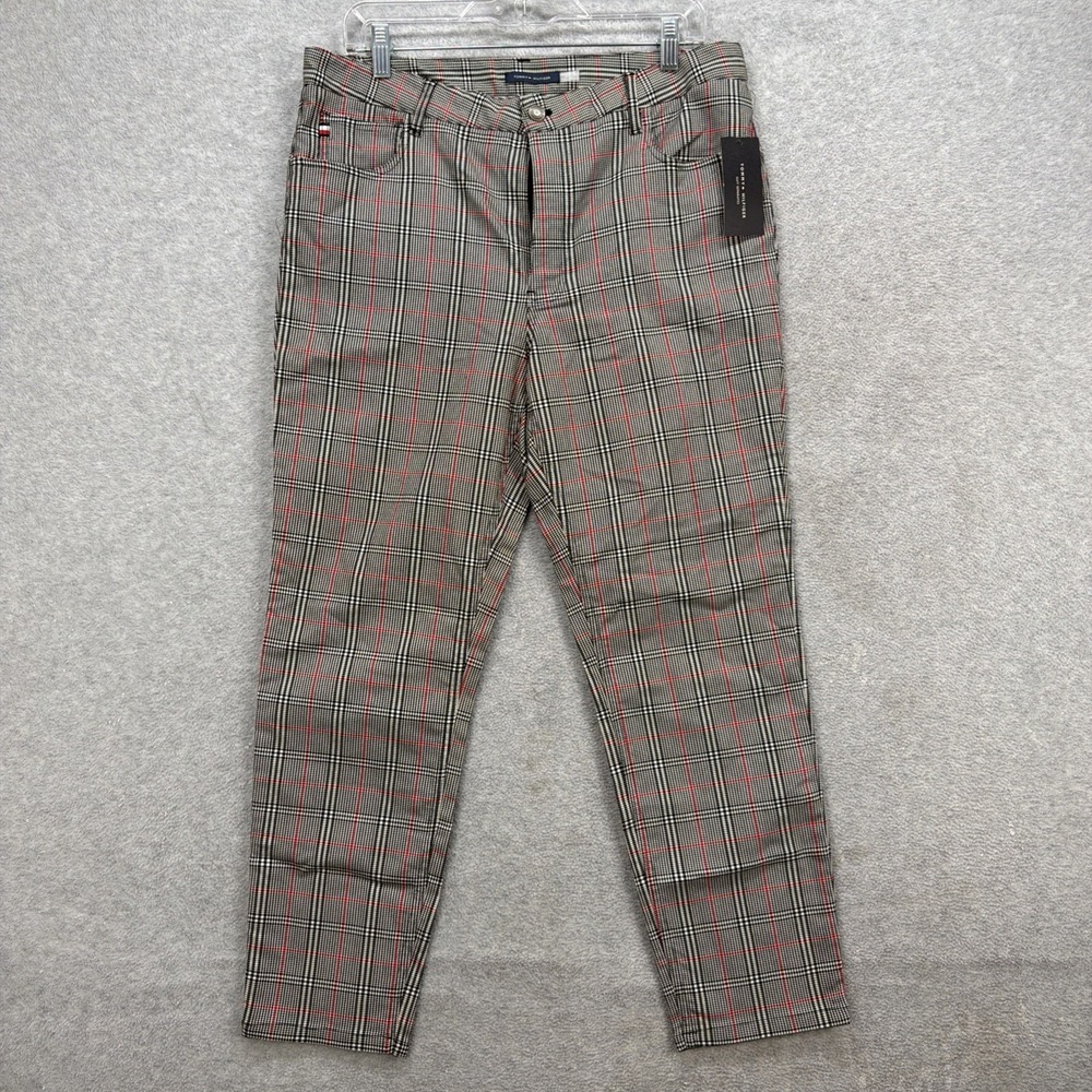 Tommy Hilfiger Pants Womens 14 Black Red Glen Check Houndstooth Separates NEW